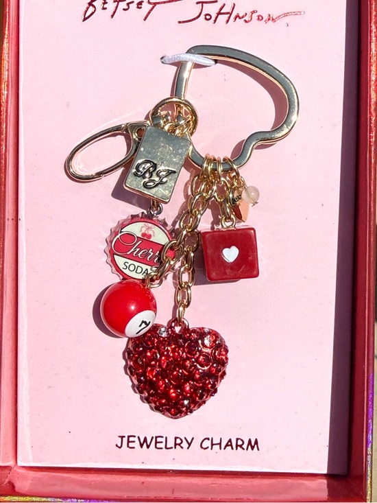 Betsey Johnson Accessories - NWT Betsey Johnson Cherry Soda Red Charms Keychain
